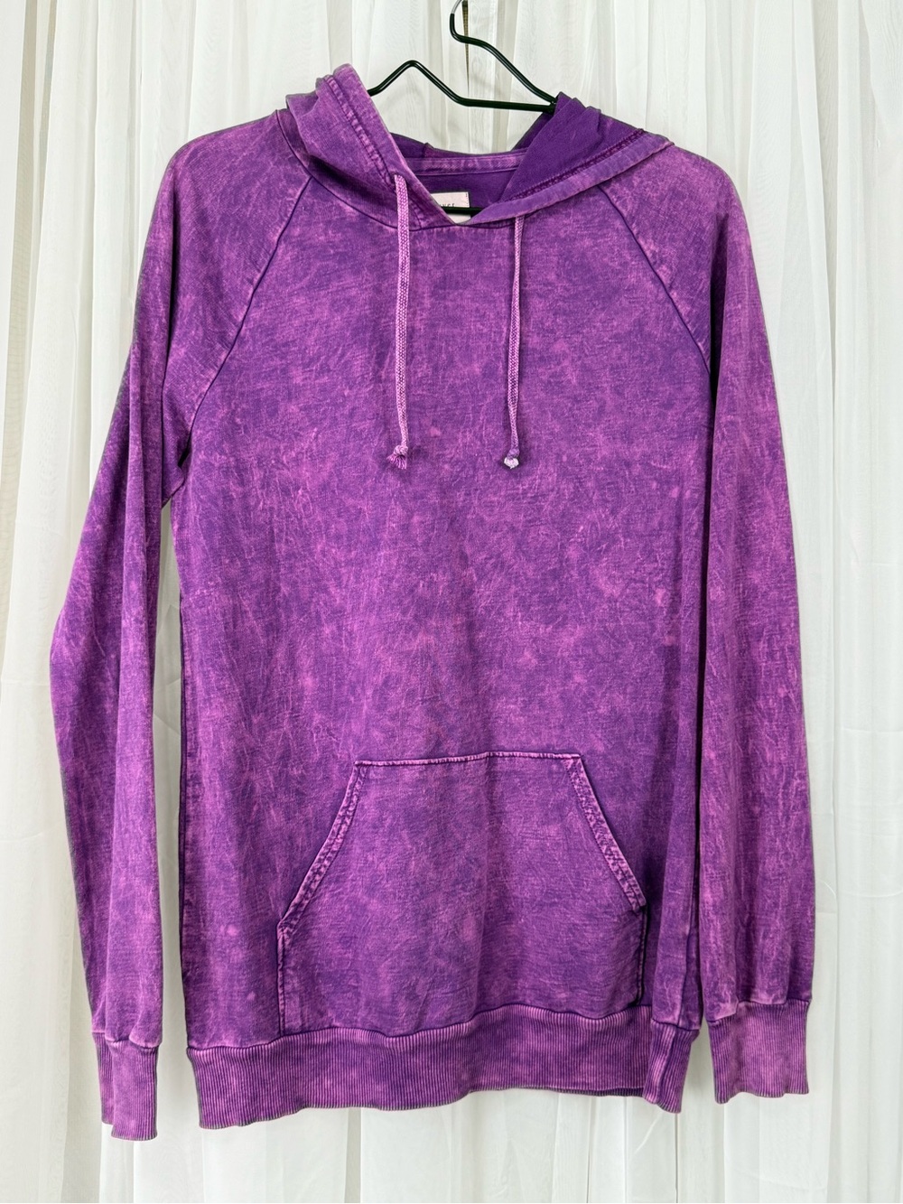 Forever 21 Purple Acid Wash Hoodie Small Oversized Kangaroo Pocket Grunge